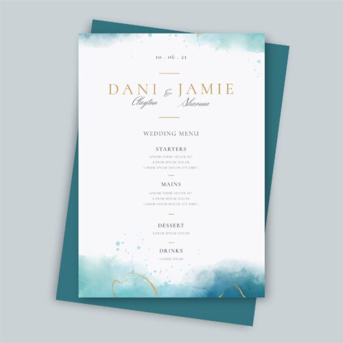 Printable Wedding menu card design